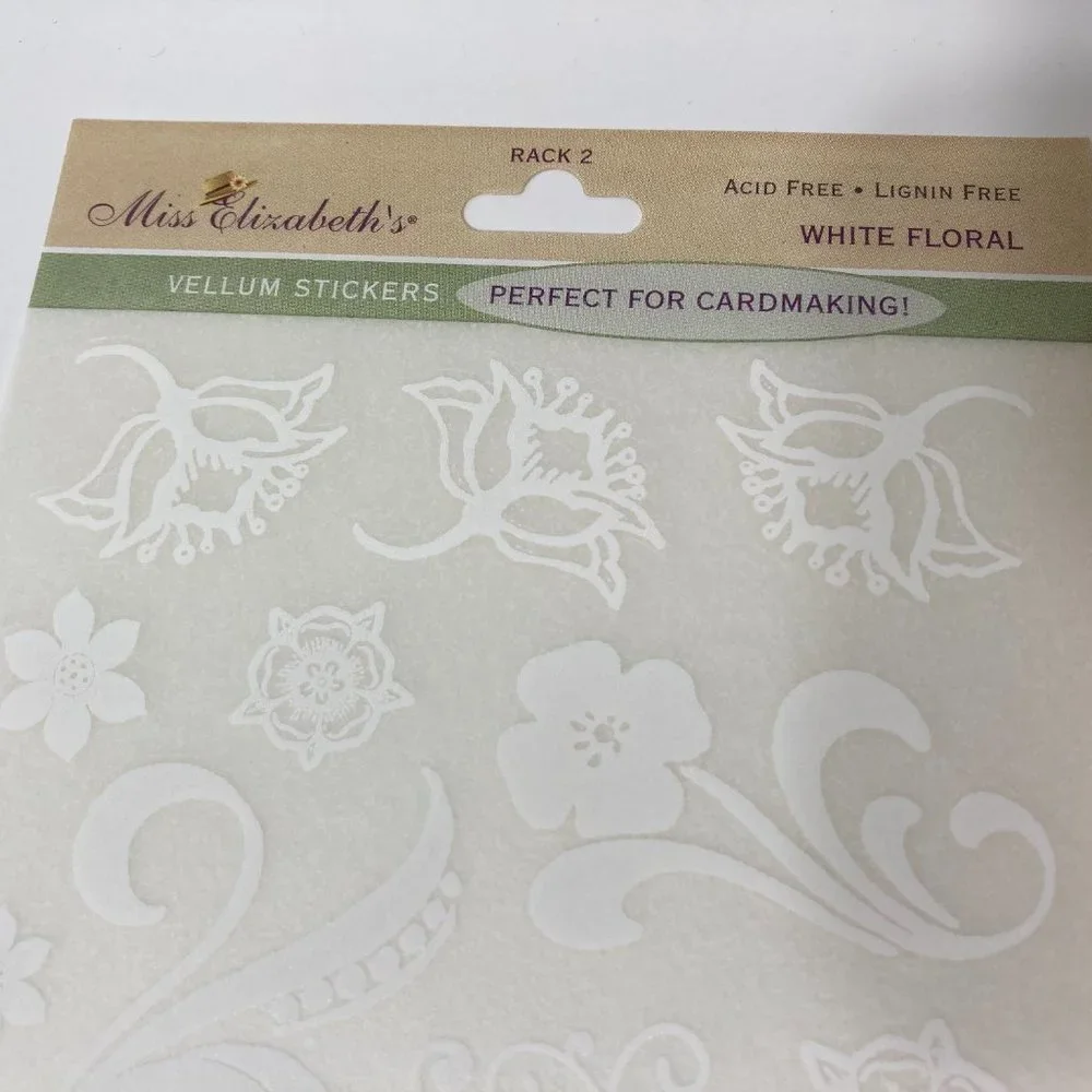 6 Sheets White Floral Stickers Card Making Flowers